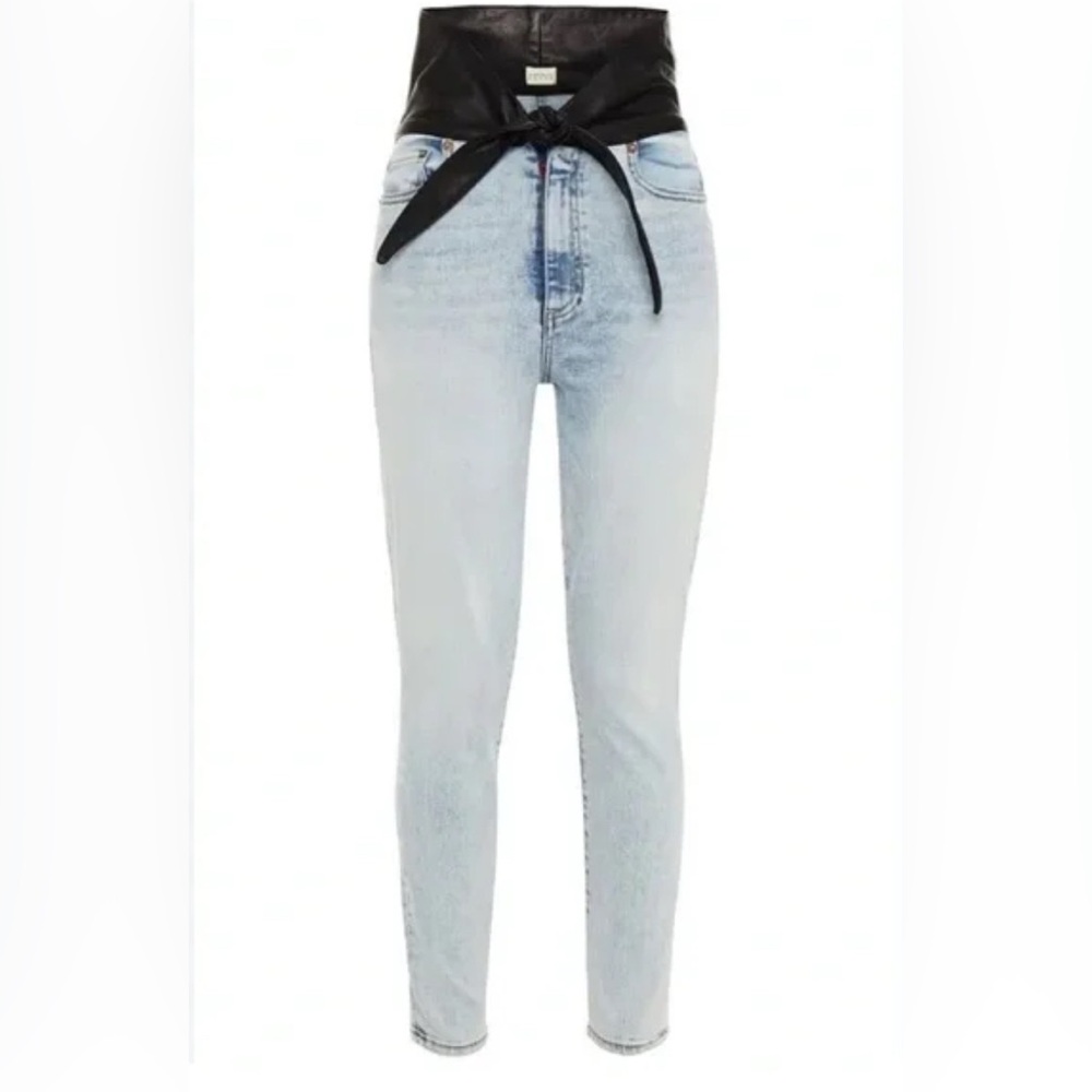 NWT Alice + Olivia Women's Good HR Ankle Jean W/ Attached/Built-in Leather Belt